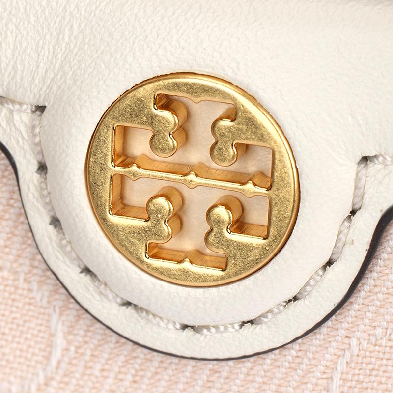 Tory Burch Сумка-тоут женская с принтом логотипа T Monogram Double T, на магнитной застежке, из ткани с кожей, светло-розовая 152428-650