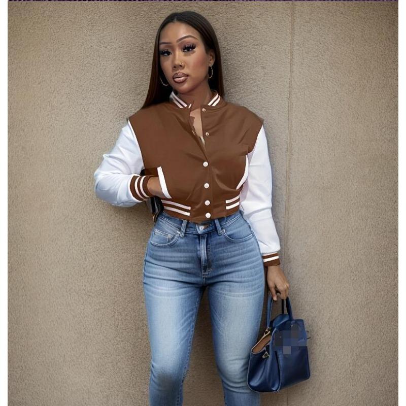 Женская летняя однобортная повседневная спортивная куртка с цветными блоками, куртка