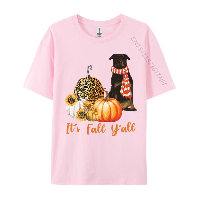 Its Fall Yall Rottweiler Dog Leopard Tshirt Black Cotton Tees for Men Novelty T Shirt Gothic Plain