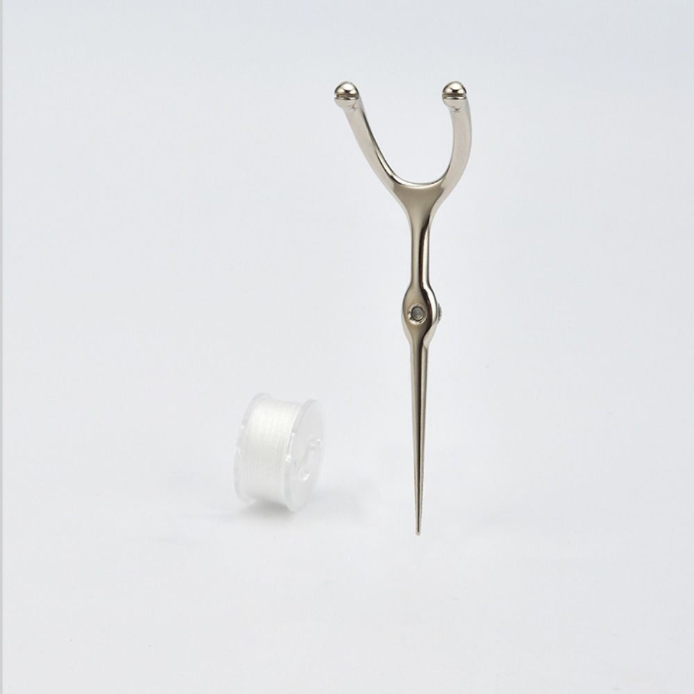 Reusable Stainless Steel Toothpick Set Handle Flossing Holder Simple 50M Tooth Flossing  Household