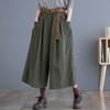 Actual Shooting Corduroy Skirt Pants Female Elastic Waistband Loose Thin with Seven Minutes Wide Leg Pants