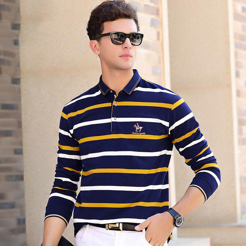 Male Polo Shirt Tops Spring Autumn Men Casual Men 'S Long Sleeve Polo Shirts Men Stripe Polos Shirt