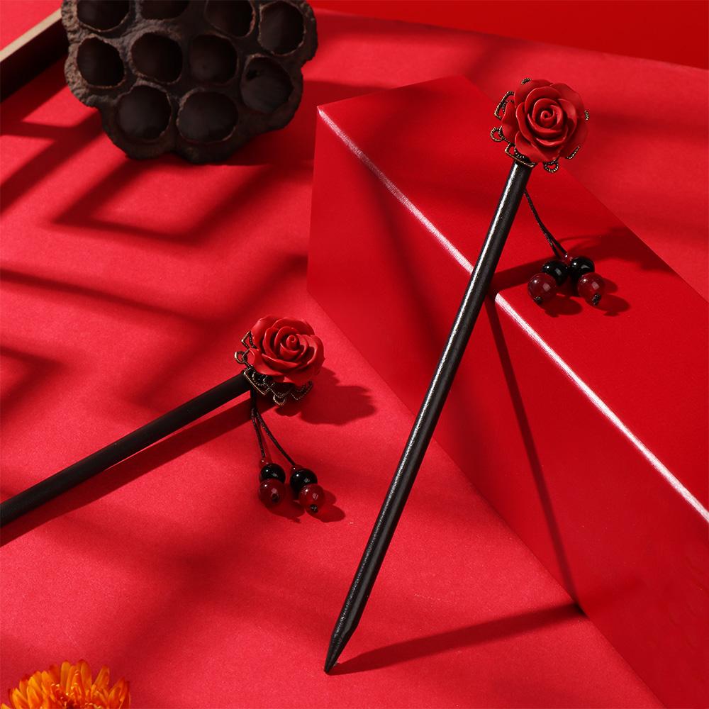 2 шт., деревянные винтажные заколки для волос с кисточками для девочек, палочки для еды, китайские палочки для волос