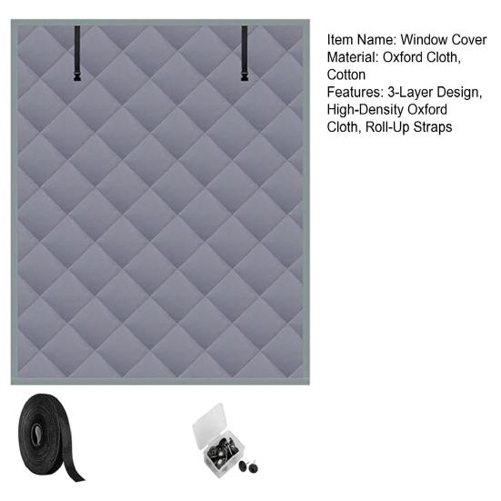 Insulated Window Covers 3-Layer Design High-Density Oxford Cloth Roll-Up Straps Winter Thermal