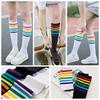 Soft Knee Over Thigh High Football Socks Long Hosiery Stocking Rainbow Stripe