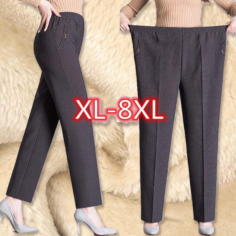 XL-8XL Большие размеры Повседневные брюки Женские Длинные Свободные Брюки Высокая талия Женские Зимние Брюки Женские Эластичные Брюки