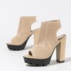 Liyke Punk Style Chunky High Heels Platform Boots Women Thick Bottom Peep Toe Stretch Fabric Socks Shoes Ankle Booties Sandals