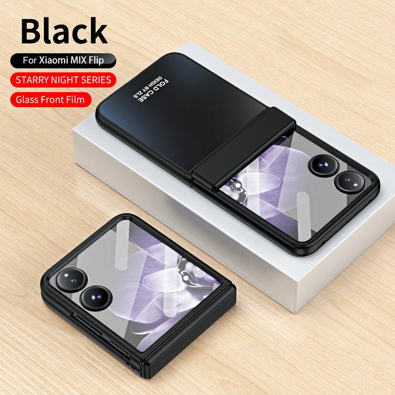 Tempered With Luxury Color Solid Glass 3pcs Folding Case For Xiaomi Mix Flip Shockproof Clear Hard Pc Slim Phone Cover