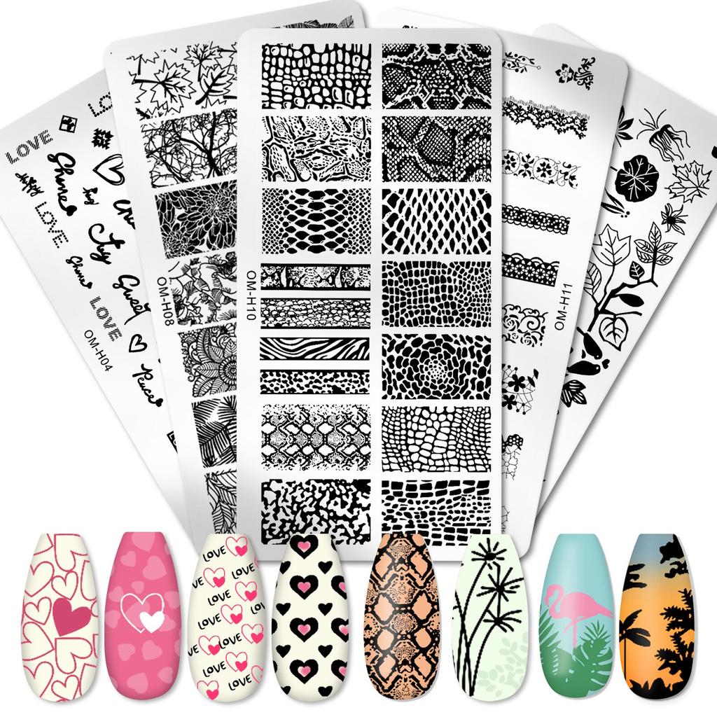 1Pc Stainless Steel Nail Art Template Nail Stamping Plate Manicure Tool Leaf Flower Butterfly Heart