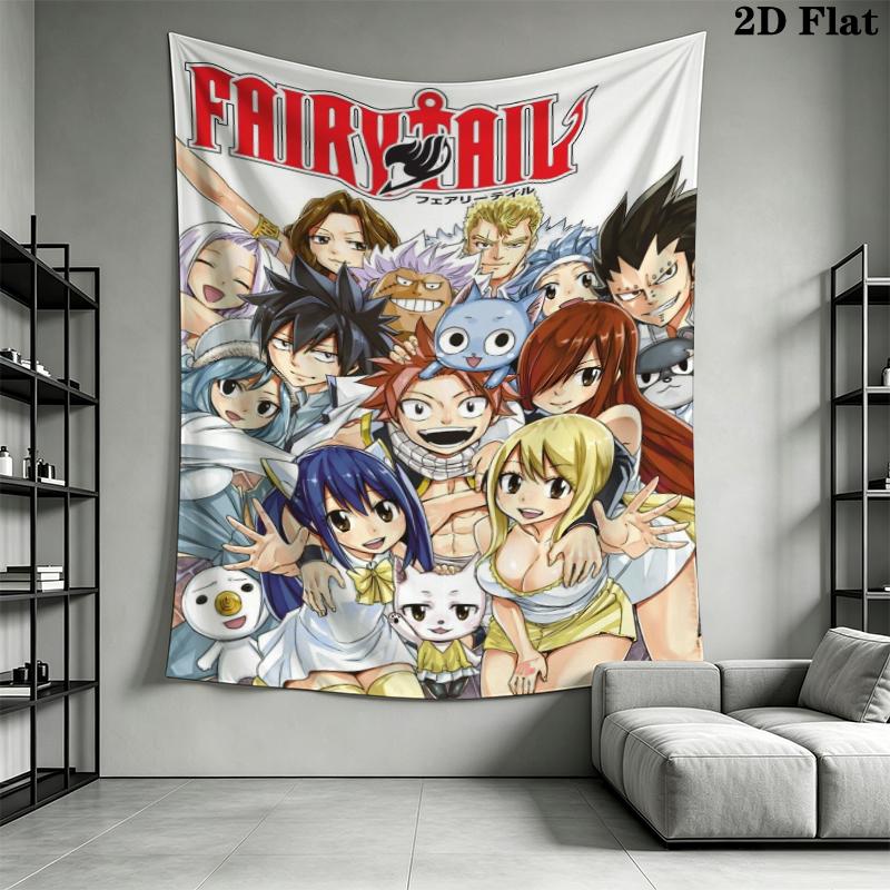 FAIRY TAIL Wall Tapestry Aesthetic Wall Hanging Printed Fabric Blanket Decorative Tapestries for Bedroom Living Room Home Decor