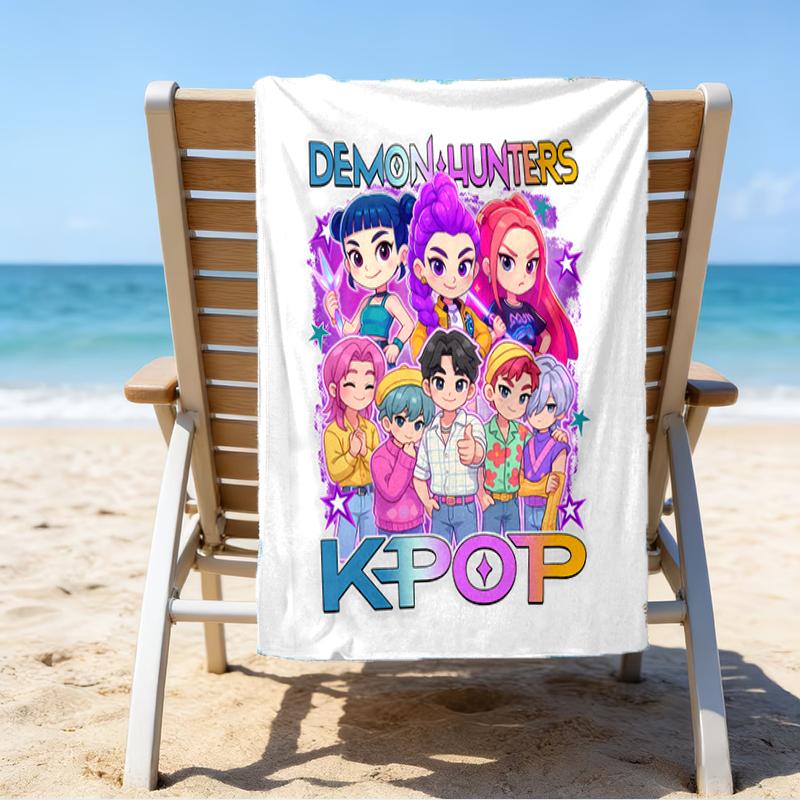 proof beach towel with a Kpop1 pattern - soft,absorbent,quick-drying,machine washable - perfect for swimming,camping,bathing