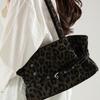 Suedes Bag With Leopards Print Design Spacious Retro Shoulder Bags Underarm Purse Handbag For Women Work Commute  Green