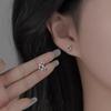 S925 Silver Plated Stud Earrings Simple Cool Neutral Wind Cross Star Earrings Anti-allergy Dripping Oil Black Quadruple Star Screw Stud Earrings