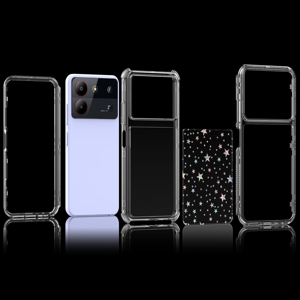 For ZTE Blade A34/A54 Case Clear Acrylic TPU Hybrid Phone Cover with Laser-printed Film