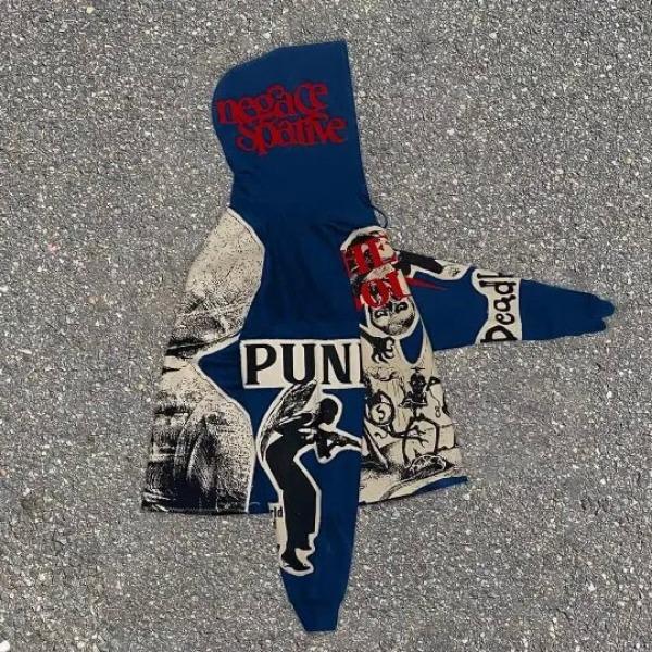 Унисекс толстовка Y2K с капюшоном в стиле ретро панк мумия принт большой размер толстовка для мужчин и женщин свободная толстовка в стиле Харадзюку хип-хоп уличная одежда готический свитшот