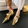 Fashion 2024 Tendencia Spring/Summer New Women's Single Shoes High Quality Mary Jane Shoes Pointed Toe Leather Dress Heels