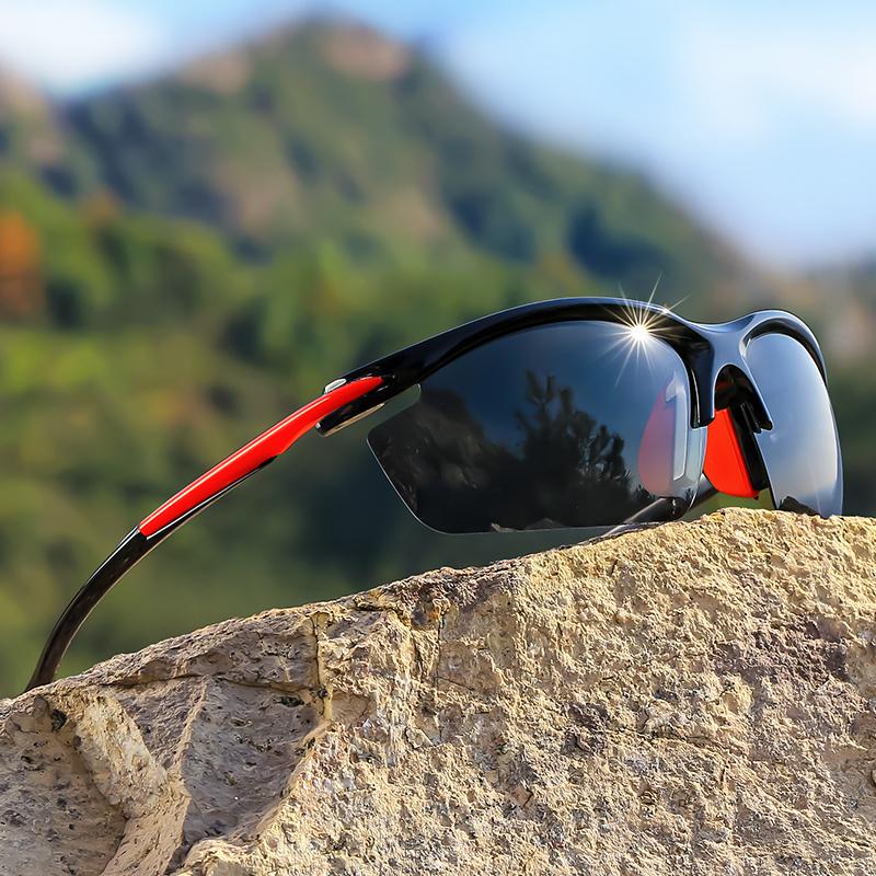 Sports Fashion Sunglasses Half-Frame Durable Pc Material Tac Lenses For Enhanced Clarity Ideal For Outdoor Activities