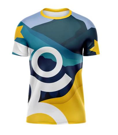 Simple Fashion Running T-Shirt Summer Casual Outdoor Fitness 3D Printed Men's Sports T-Shirt Shoe Neck T-Shirt