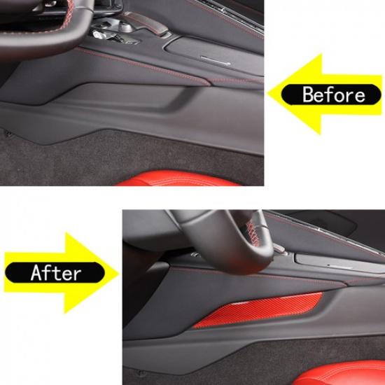 Red Carbon Fiber Center Control Left Side Trim Sticker For Corvette C8 -25