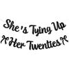 She's Tying Up Her Twenties Banner - Black Coquette 30th Birthday Decor, Black Bow Thirty Years Old Birthday Party Decorations