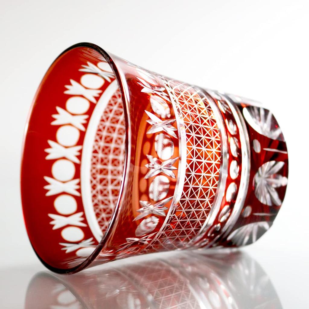 GREEM MARKET Изделия ручной работы с деревянной коробкой Изделия из стекла Стекло Кирико Чашка Стекло Шочу Стекло Кирико Номер продукта GMS00726 (красный)