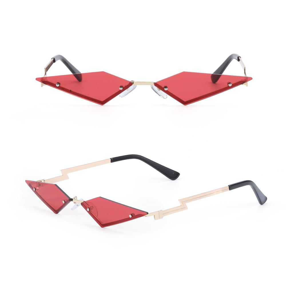 Женские модные безободковые солнцезащитные очки формы бриллиант, солнцезащитные очки с настоящей пленкой, личностные, женские, защита от УФ-лучей 400, трендовые узкие очки, уличная одежда