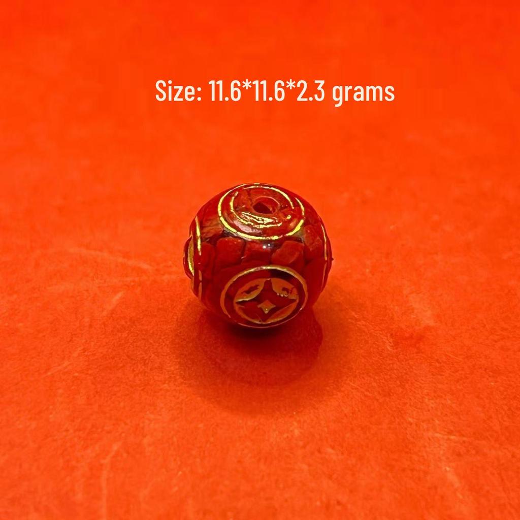 Original Gold-Plated Cinnabar Turtle Shell Fu Plaque and Gourd Pouch Accessories