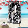 Vintage Floral Dragon Print Beach Towel, Large Soft Quick Dry Towel for Beach Camping Swimming