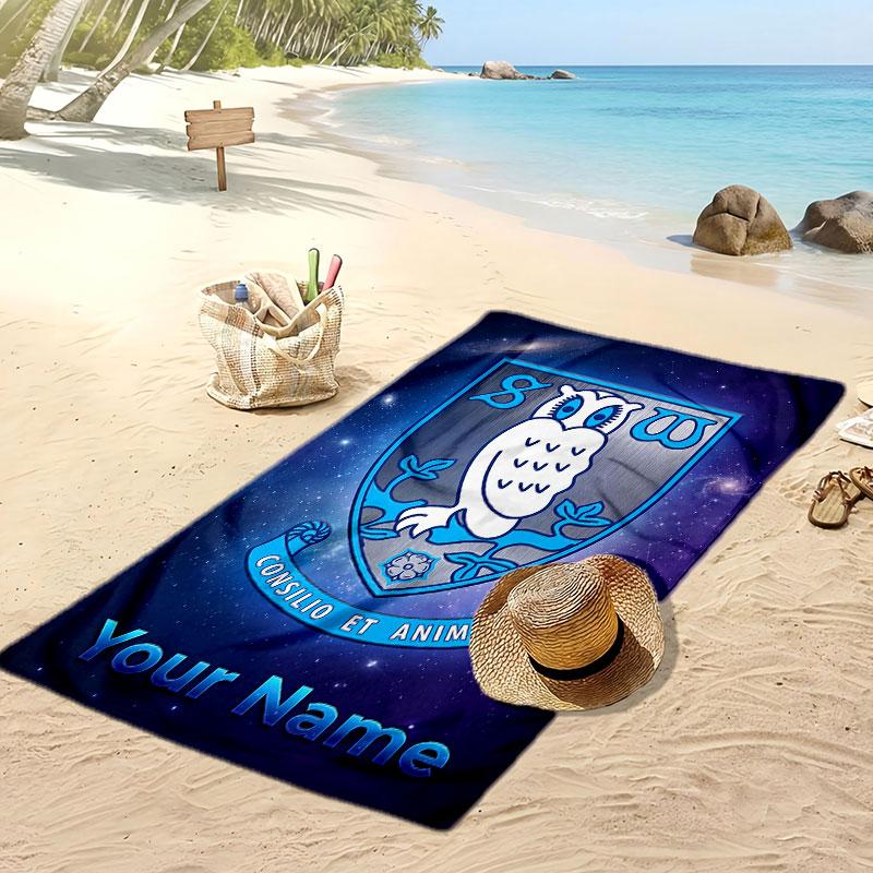 Sheffield Wednesday FC Personalized Printed Beach Towel Soccer Logo Support Custom Name Text Absorbent Towel For Sport Travel Special Gift