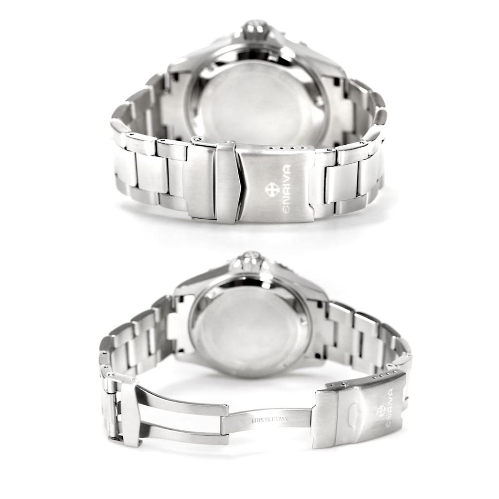 ENRIVA Men's 200m Water Resistant Diver Automatic Watch with Stainless Steel Band, Professional Japanese-Made Automatic Watch with Three Hands, Date