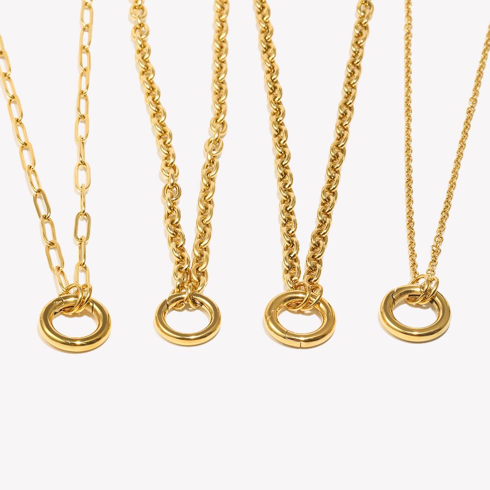 E.B.belle Круглая Пружинная Пряжка Ожерелье Нержавеющая Сталь O-цепочка Покрытие 18K Золотом Для DIY Аксессуаров для Изготовления Украшений