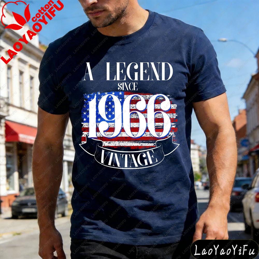 Legend Since 1966 Vintagethe United States Flag Summer Men TShirt CasualGift 60 years old Anniversary Celebration TShirts Tops