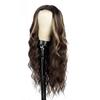 Женский длинный вьющийся парик, средняя часть, натуральные шелковистые термостойкие высокотемпературные волокна, передняя часть шнурка, волнистые черные коричневые синтетические волосы