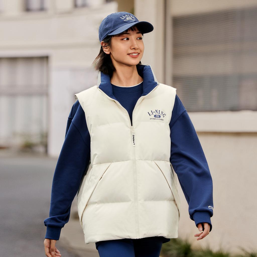 Li Ning Hot Pot Down Series Water-Resistant Letter Number Zipper Stand Collar Versatile Cold-Resistant Comfortable Breathable Winter Vest AMRU043-6