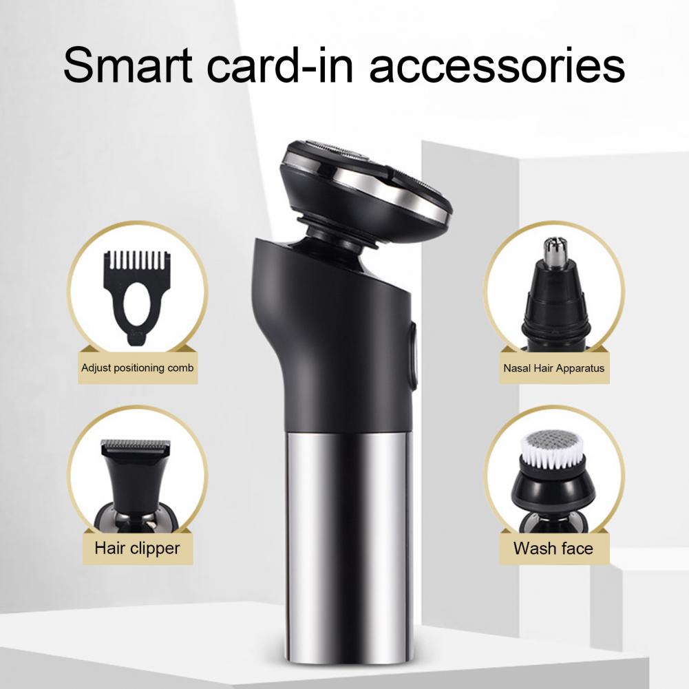 Водостойкая электрическая бритва 4 в 1, мужская бритва с 3 лезвиями, многофункциональная машинка для стрижки с ЖК-дисплеем IPX7, влажная и сухая стрижка волос в ушах, в носу