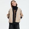 2025 Coat Women Sweaters Patchwork Wadded Buttons Coat Knitting Jacket Fake Two-Piece Loose Sweater