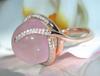 Zhenrong 14K Rose Gold Pink Crystal Moonstone Diamond Ring, European & American Creative Design.