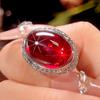 Jewelry Simulation Red Corundum Plain Fluorescent Retro Ring Main Stone 13 * 18