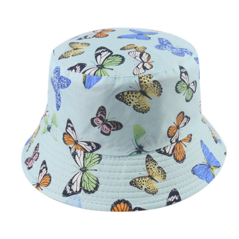 Korean Chic Fisherman Hat Women's Spring Summer Fashion Sunscreen Butterfly Print Bucket Hat Trendy