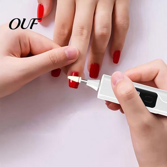 Professional Nail Polishing Tool Cordless Electric Drill with 4 Bits, 3-Speed Manicure File Rechargeable LED Light, USB for Shaping, Buffing, Grooming