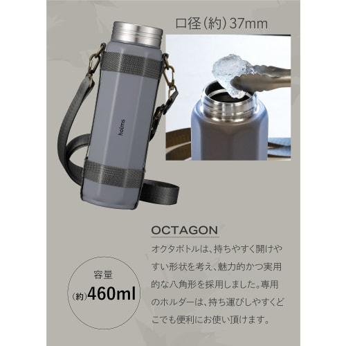 CB Japan Octabottle Long Shoulder 460, a 460ml water bottle with a vacuum insulated, dual-wall construction, perfect for direct drinking, and a dedica