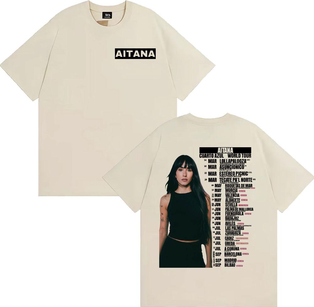 Aitana Cuarto Azul Wdrld Tour 2026 Tshirts Men Women Hip Hop Hipster High Street T Shirt Casual 100 Cotton Short Sleeve Tshirt