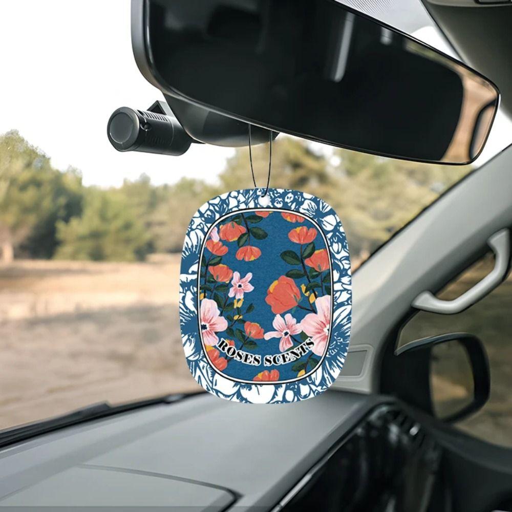 Ellipse Rearview Mirror Perfume Pendant Paper Car Rearview Hanging Ornament Fan Gifts