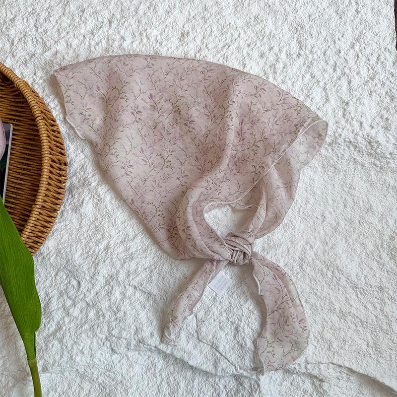 Треугольный шарф шарф женский литературный новый цветочный маленький шарф шелковый шарф высококачественный головной платок летняя женская пасторальная повязка для волос