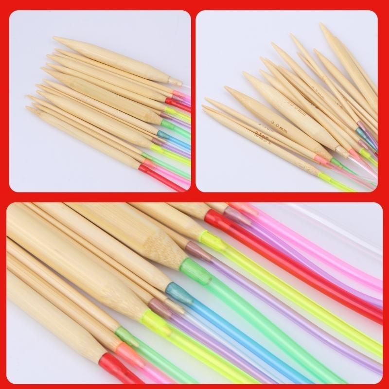 18 шт. 18 размеров 40 см Разноцветные Круговые Бамбуковые Спицы для Вязания 2,0-10 мм