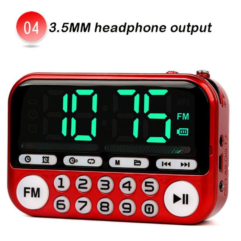 Mini Portable Radio Large Screen Handheld Digital FM USB TF MP3 Rechargeable Player Speaker