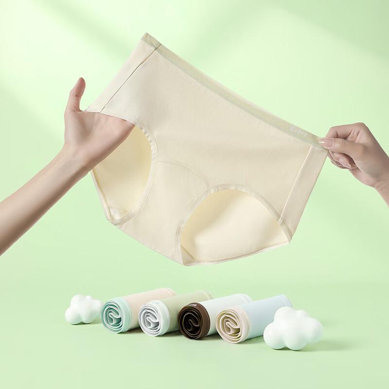 Fenteng Women's 7A Antibacterial Mid-Waist Briefs 5-Pack