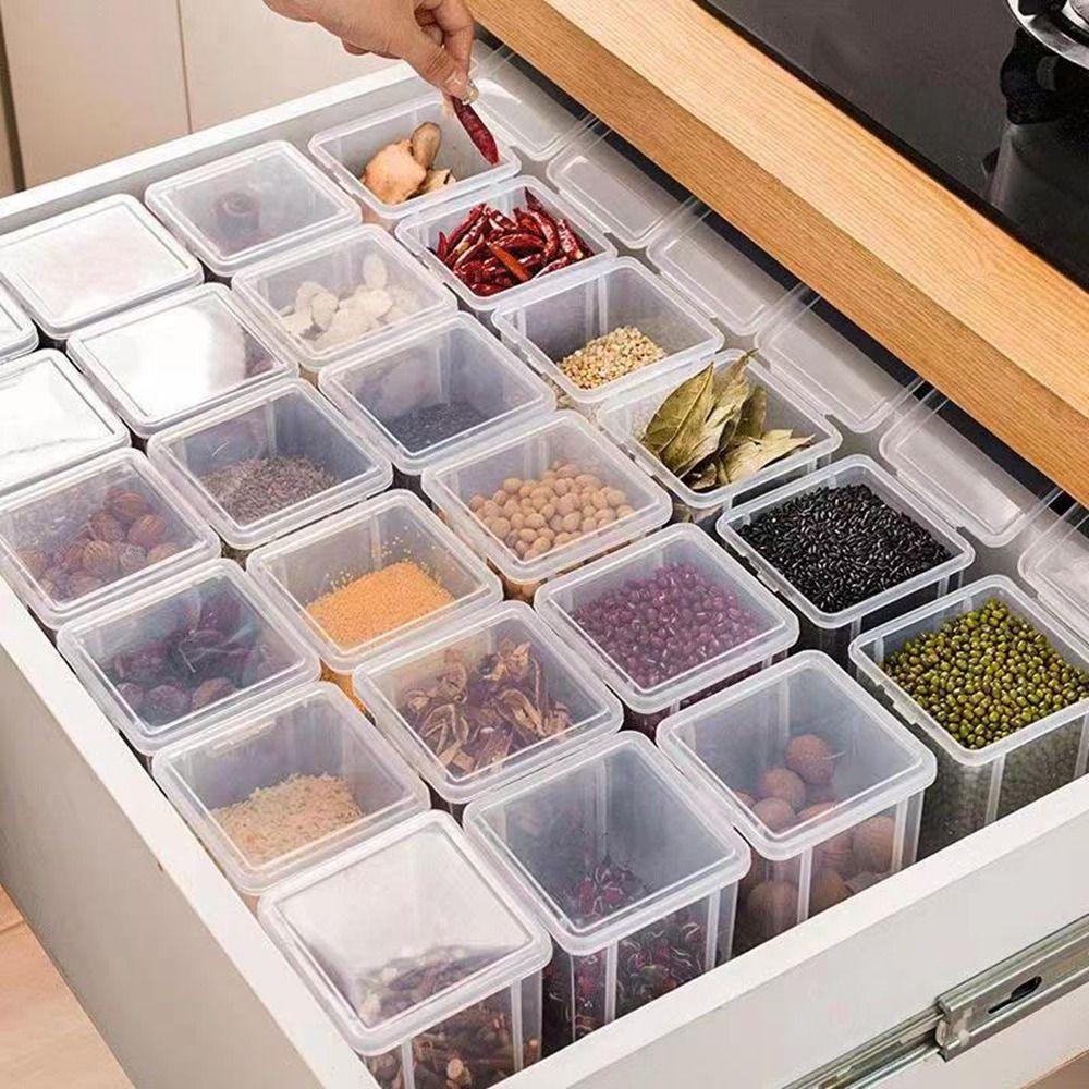 Sealed Spices Packaging Storage Box Transparent Seasoning Storage Box Spice Organizer Refrigerator
