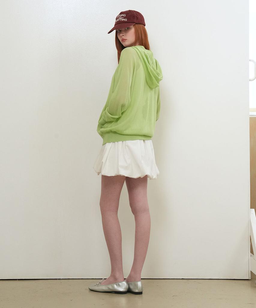 GENERALIDEA Sheer Hooded Knit Pullover [Avocado] / Gf2Lkp526