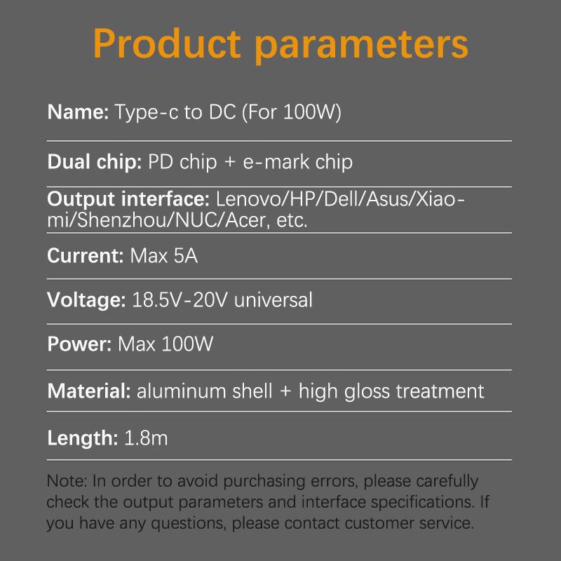 65/100 Вт Тип C DC адаптер питания разъем разъем USB Type C к универсальному быстрому зарядному кабелю шнур для ноутбука Lenovo Asus Hp Acer